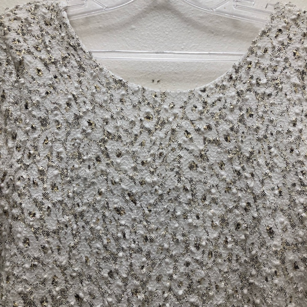 Jennifer Lopez Sequin long Sleeve Sheath Mini Dress Women's Size L White/Gold - Picture 7 of 14